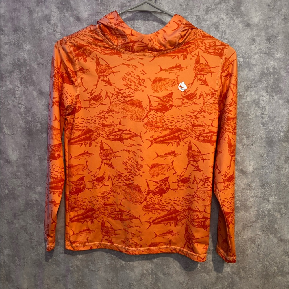 Orange Fish Pattern Kids Hoodie